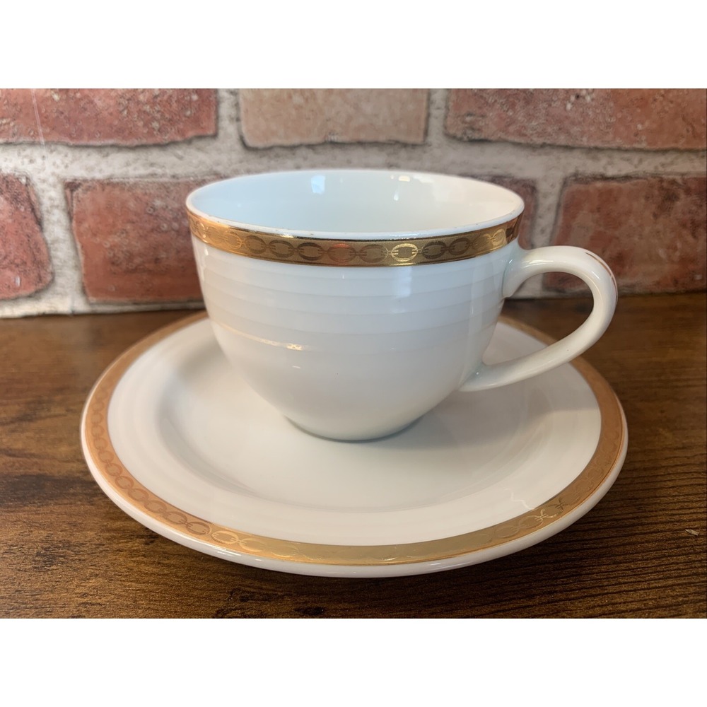 Vintage Fine Royal Gold Trimmed Tea Cup Saucer Hudie Collection